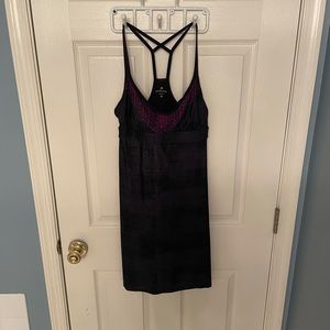 Athleta Black and Purple Midi Dress Rn#54023